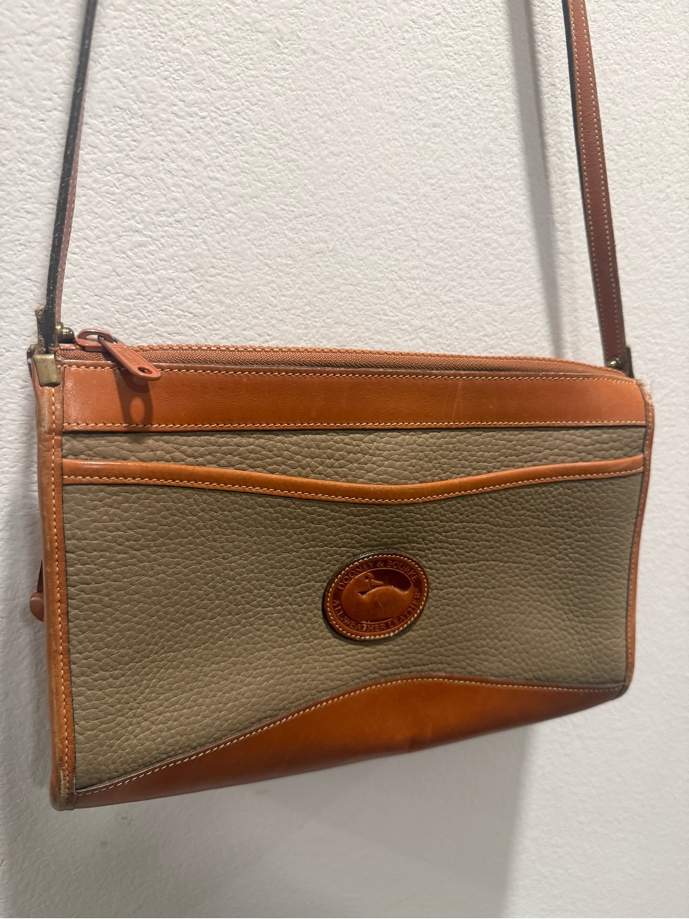 Vintage Dooney & Bourke AWL Taupe British Tan Crossbody